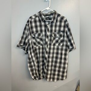 Black Jack DMO Men's Black and Gray Plaid button down Shirt size 4 extra large